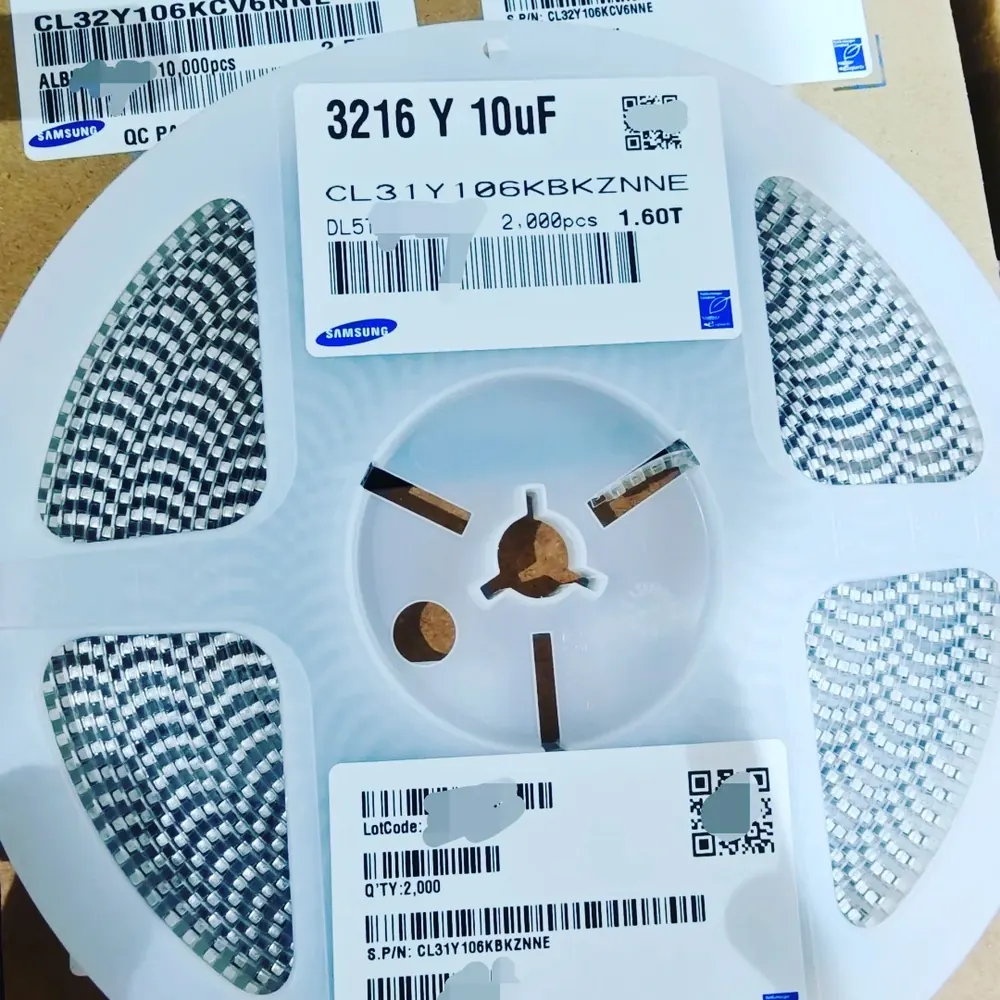 Samsung 3216 10 µF MLCC reel, 2,000 pcs, in original packaging with the manufacturer part-number label